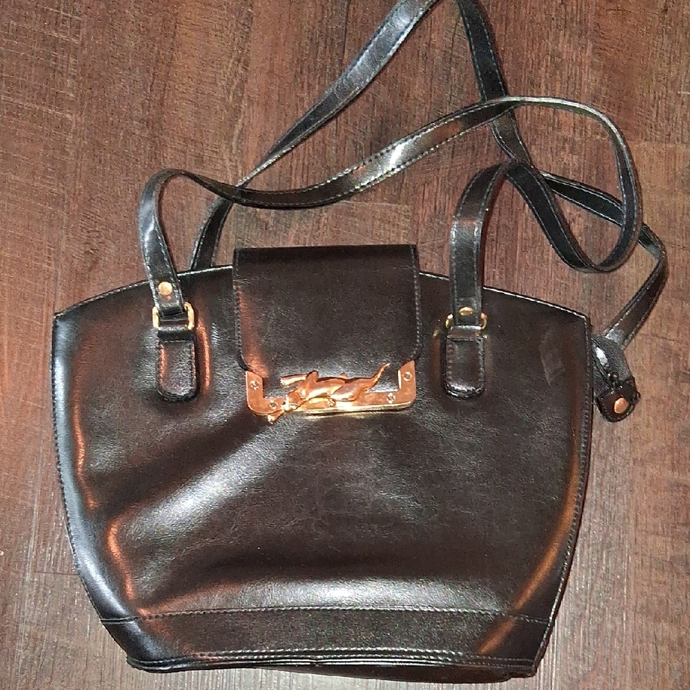 Vintage Sasha Black Leather Shoulder Bag